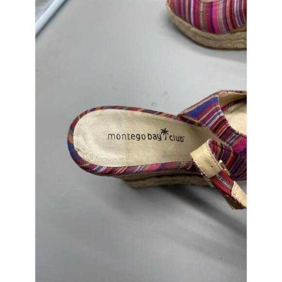Montego Bay Club open toe strap back wedge heals buckle weaved pink size 9.5 REA - Picture 6 of 8